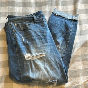 Torrid Crop Boyfriend Vintage Distressed Jeans